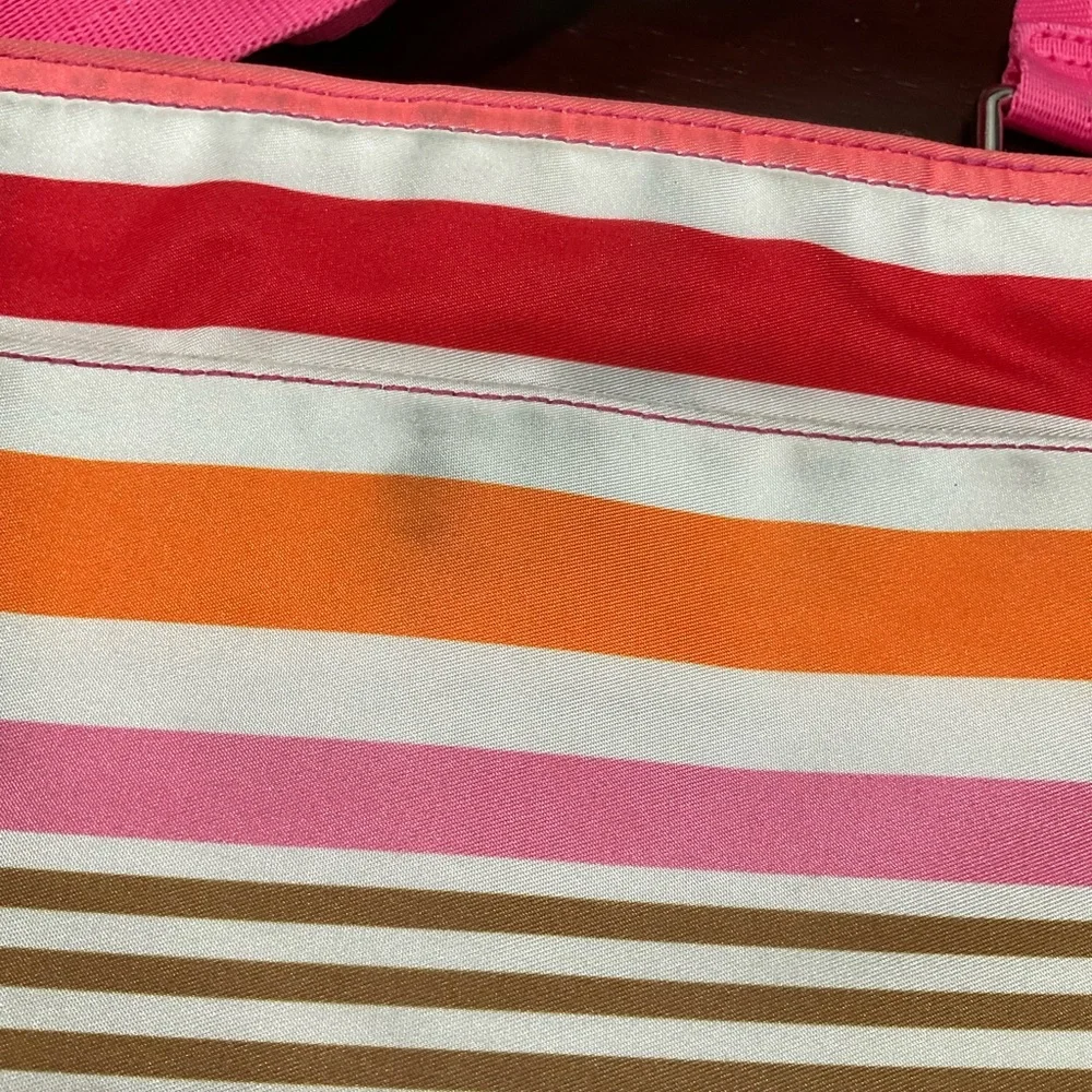 COACH GETAWAY STRIPED CROSSBODY‎ BAG PINK ORANGE BROWN WHITE